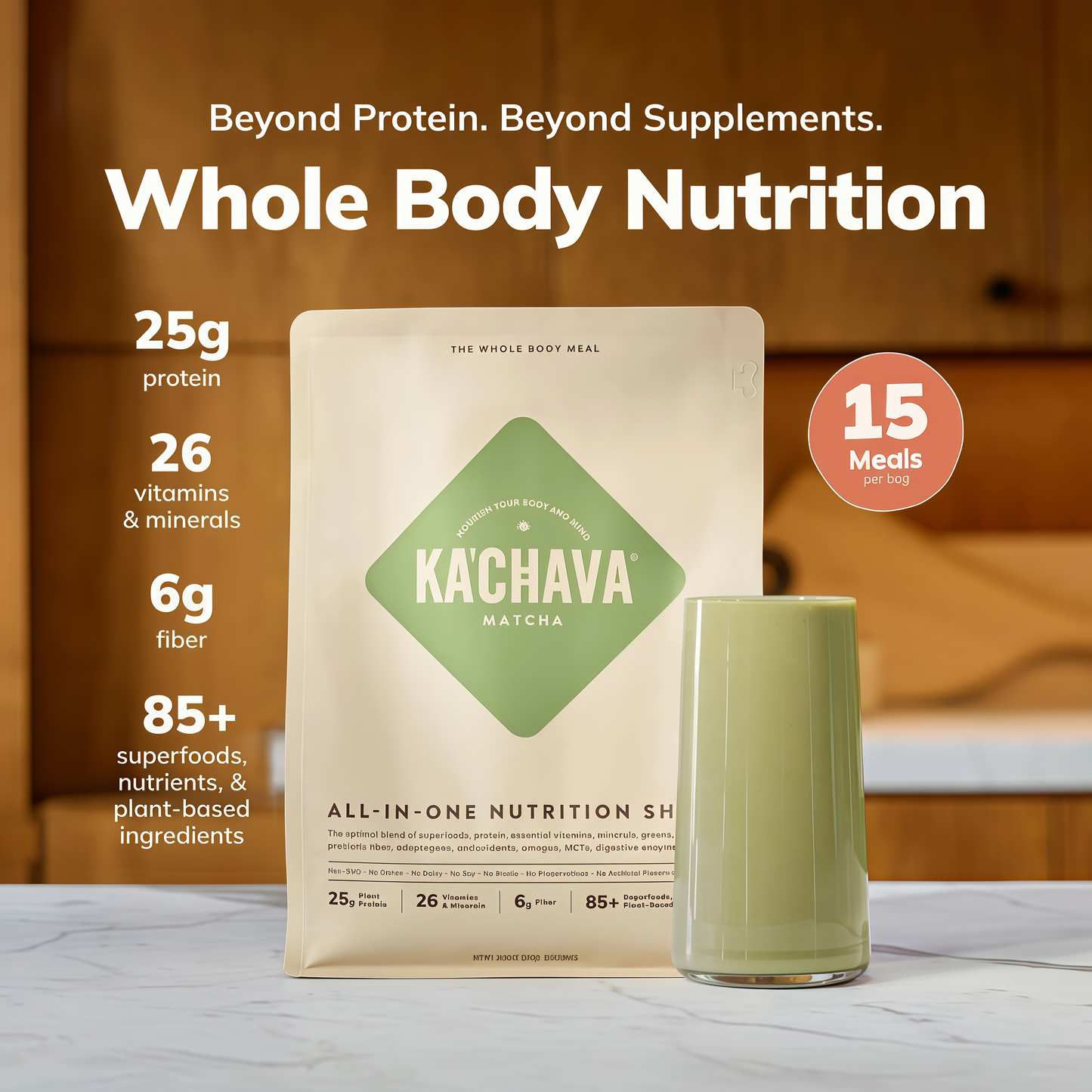 Ka’Chava Whole Body Meal Shake with Probiotics  Digestive Enzymes Gluten  Dairy Free
