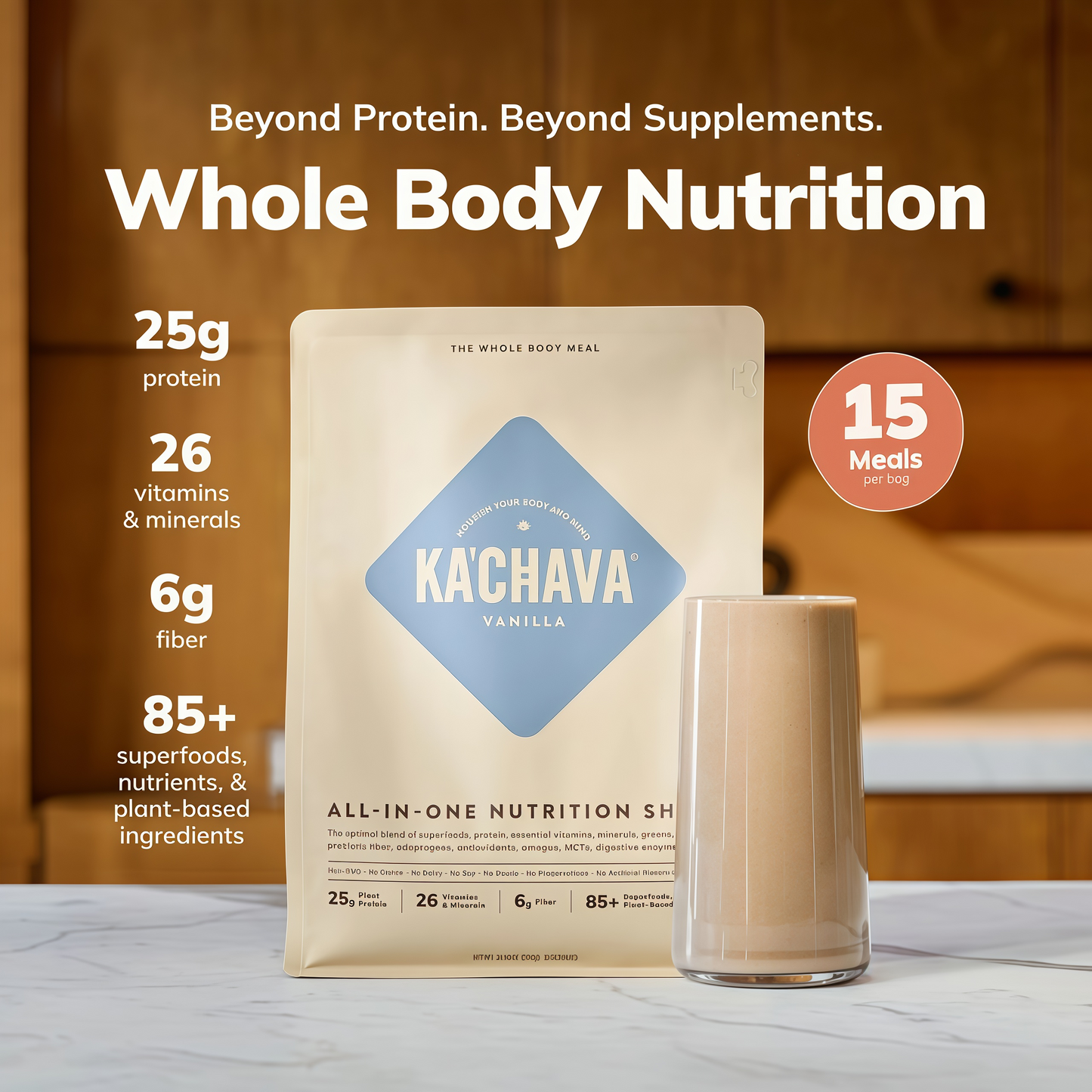 Ka’Chava Whole Body Meal Shake with Probiotics  Digestive Enzymes Gluten  Dairy Free